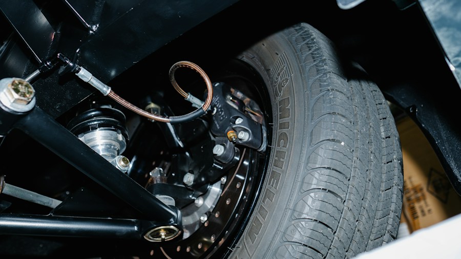 car wheel suspension components closeup