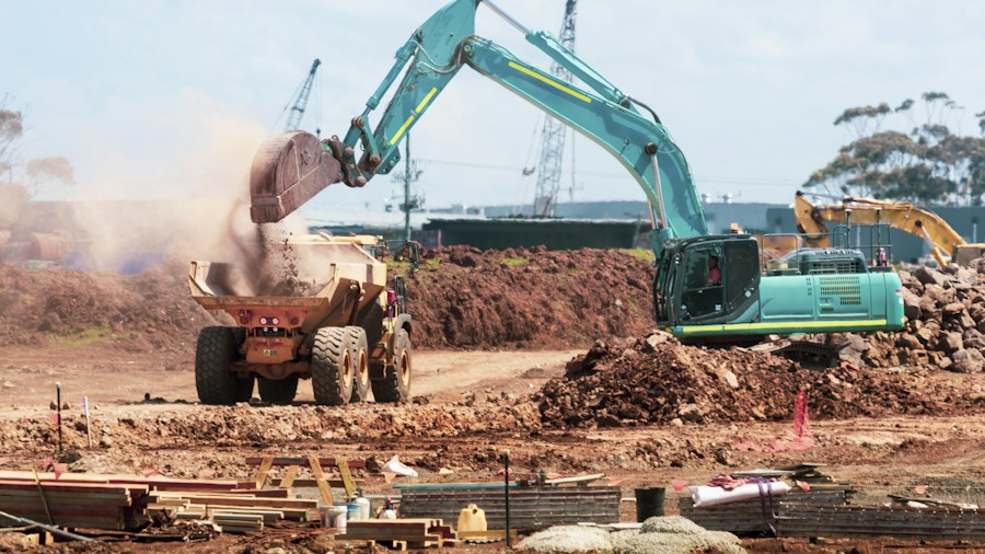 construction equipment loading and operation