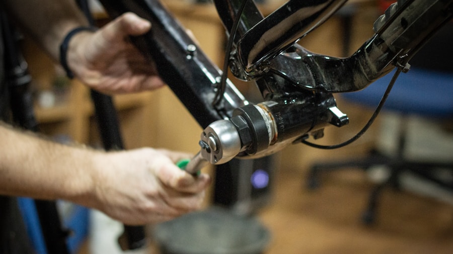 cyclist mountain bike repair