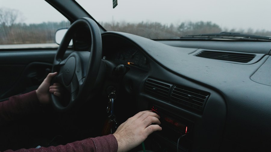 driver hands steering wheel compact interior