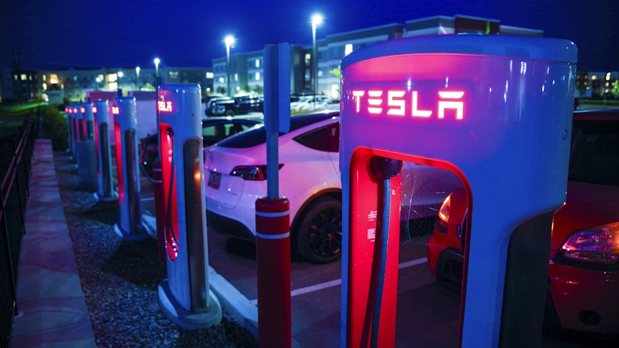 electric vehicle charging station night