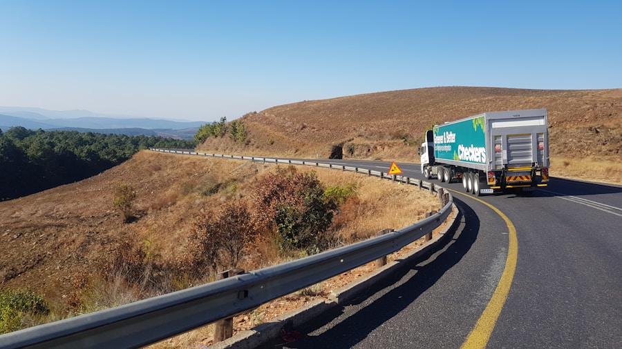 EV truck driving highway