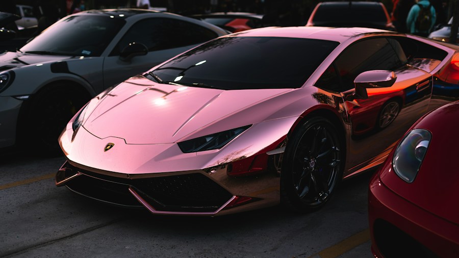 metallic red pink car paint