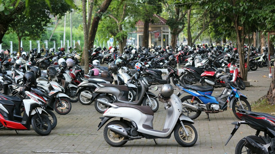 motorcycles lined up for sale