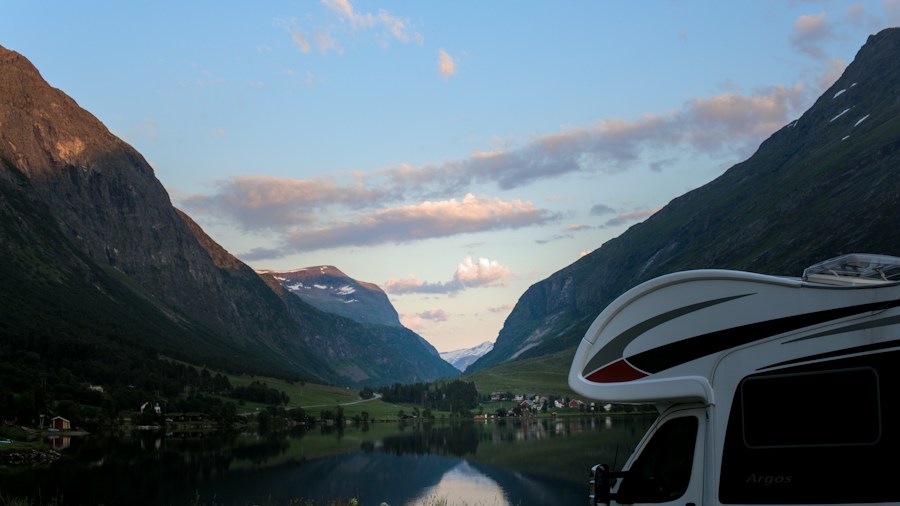 motorhome parked scenic location