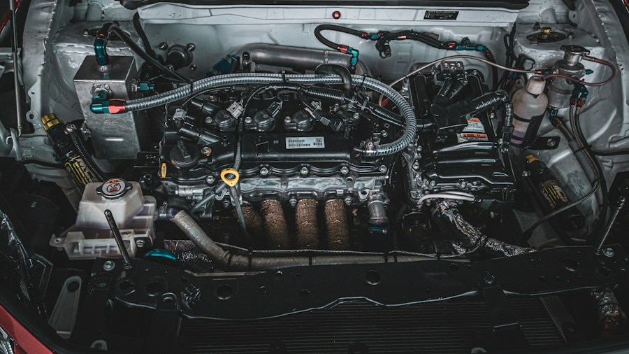 performance sedan engine bay