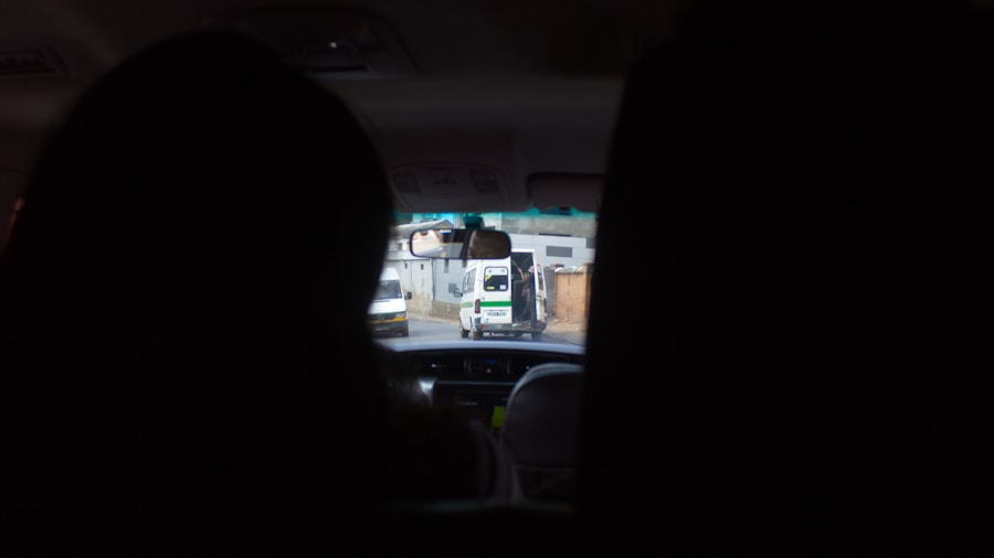 person watching movies in car