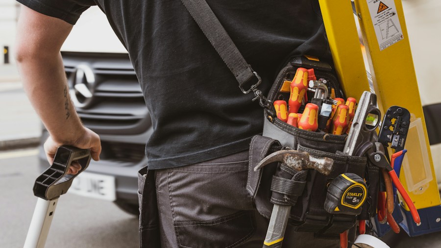 professional RV service technician work