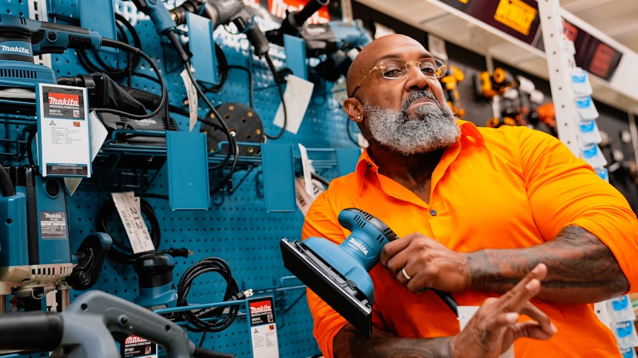 Makita Cordless Tools Market Share Decline What Shoppers Should Know 1 professional tradesman comparing tool options in store