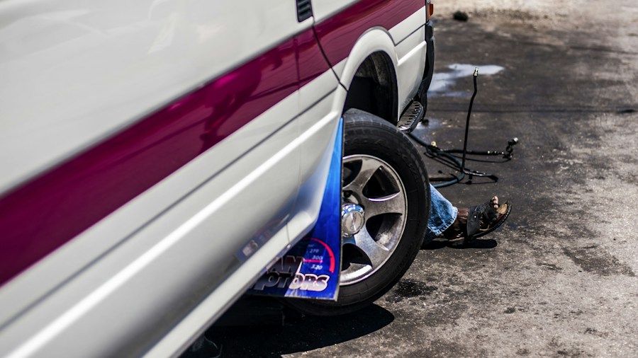 Goodyear Golden Ticket Sweepstakes Offers Blimp Flight for Tire Buyers 2 technician installing tires van