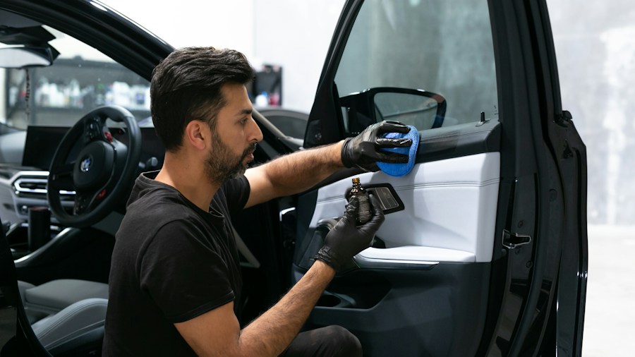 technician using diagnostic scanner