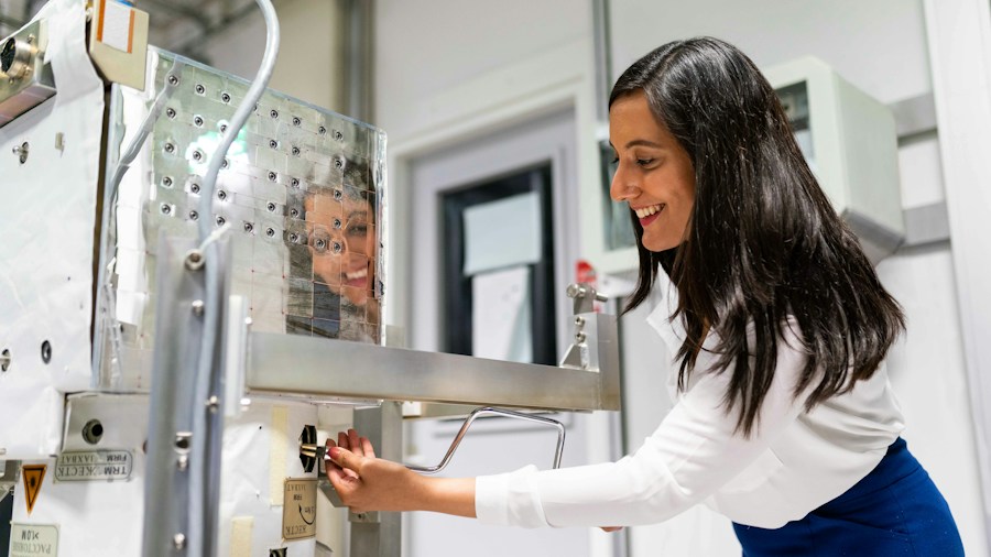 technician with precision calibration equipment