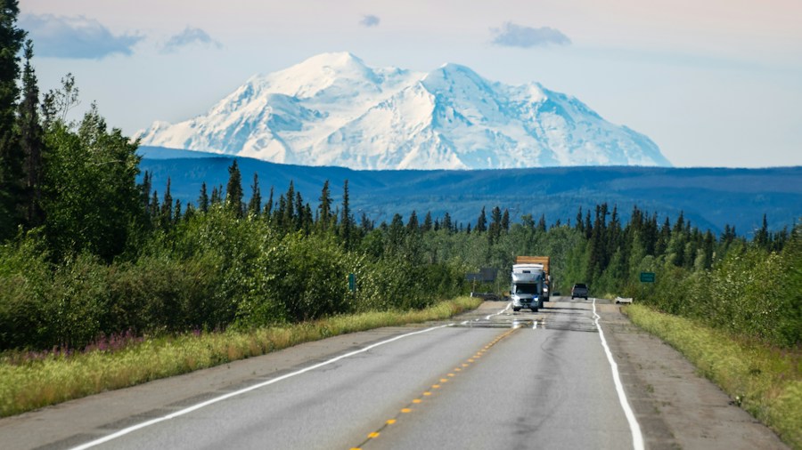truck on highway driving